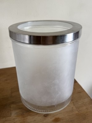 Vintage Ikea Droppar Frosted Glass Canister with Lid 8.5 in. Large