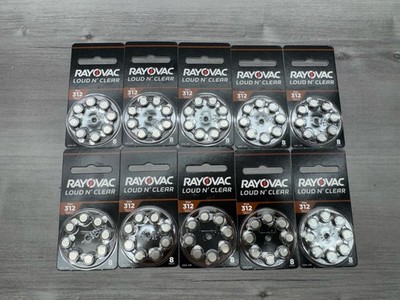 80 Rayovac Loud n' Clear Hearing Aid Batteries 312LC-8A Size 312 EXP 2027