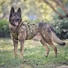 Tactical Dog Harness K9 Dog Training Vest Adjustable Padded Police Dog Workin...