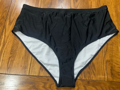 BloomChic Swim Bikini Bottom Solid Black High-Waisted Plus Size 28 NEW