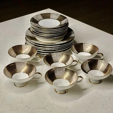 Winterling Marktleuthen Bavaria Luncheon Teacup Saucer Plate Gold Set 21 piece