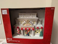 2024- Home Accents- Lighted The Home Depot Store  Christmas Village Decor. HTF