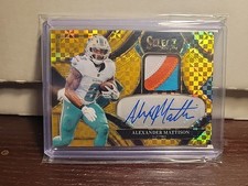 2025 Select Alexander Mattison Gold Prizm Jersey Patch Auto #'d /10 Dolphins
