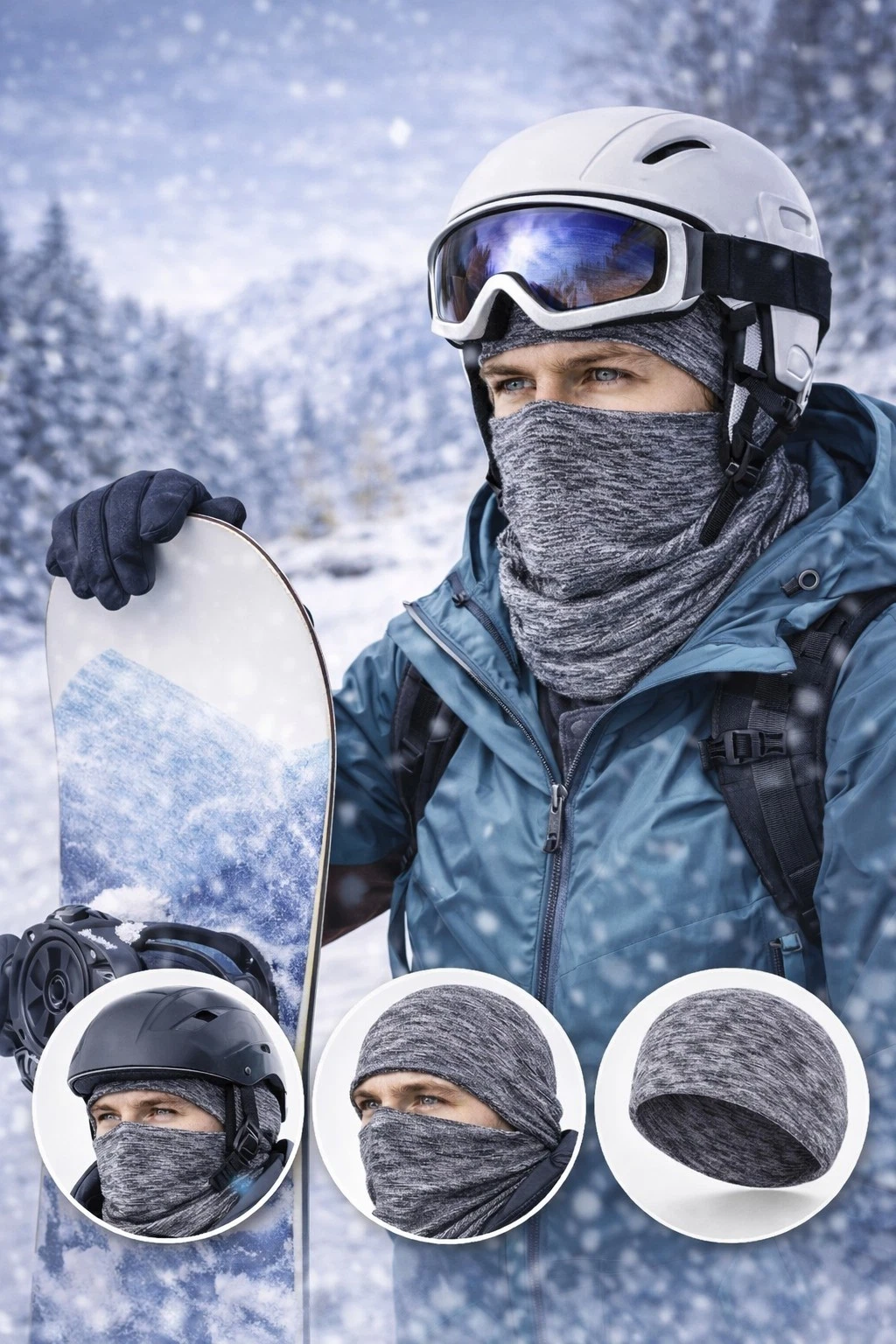 Snowboarding Winter Hat Neck Warmer Headband Set Cold Weather Gift