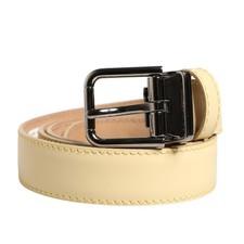 DOLCE & GABBANA Belt Men Yellow Classic Leather Metal Buckle 85cm / 34in 750usd