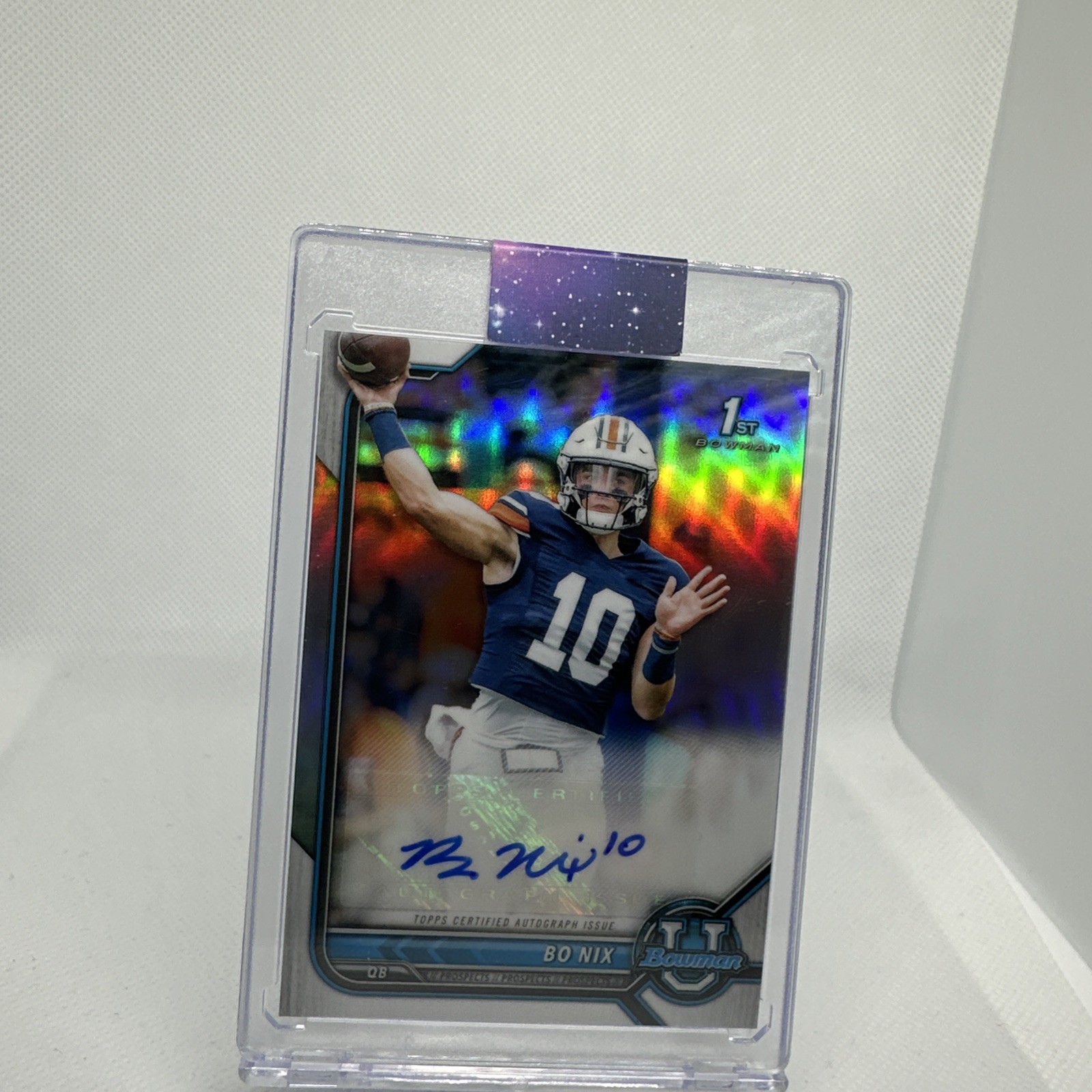 2021-22 Bowman U Chrome Bo Nix 1st Chrome Prospect Auto Refractor BRONCOS