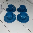 Fiestaware Peacock Blue Tea Cup & Saucer (Set Of 4) - Retired
