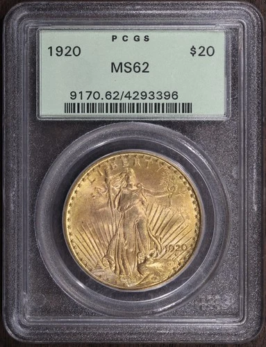 1920 (MS62) Saint Gauden's Gold Double Eagle $20 PCGS OGH - St. Gaudens