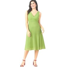 Worthington Women's Midi Dress Pleated Bodice Sleeveless Green Size 10