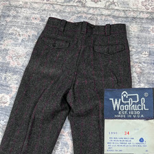 Vintage Woolrich Wool Plaid Logger Pants Size 32 / 34 Hunting Work Trousers USA