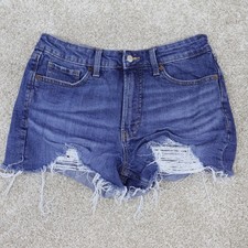 Old Navy Womens Size 8 Distressed Denim Shorts Blue Raw Hem Casual