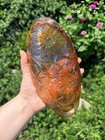 Indiana Amber Iridescent Carnival Glass Floral Oval Decorative Dish — photo 2