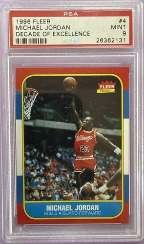1996 FLEER MICHAEL JORDAN DECADE OF EXCELLENCE #4 PSA 9 MINT CHICAGO BULLS