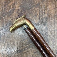 VTG Brass Eagle Head 3 Piece WALKING STICK CANE Travel Display 34.5