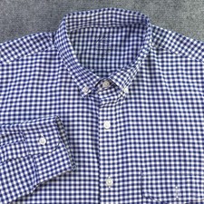 J Crew Lightweight Oxford Shirt Medium Slim Blue Check Long Sleeve Button Down