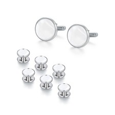 UJOY Mens Mother of Pearl Cufflinks and Studs Tuxedo Bottons Set Presentation...