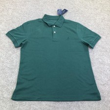 Nautica NAVTECH Polo Shirt Mens Medium Green Slim Fit Knit Logo Short Sleeve