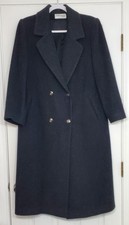 Vtg Forecaster of Boston Women  s 8 Black Double Breasted Long Wool Coat USA