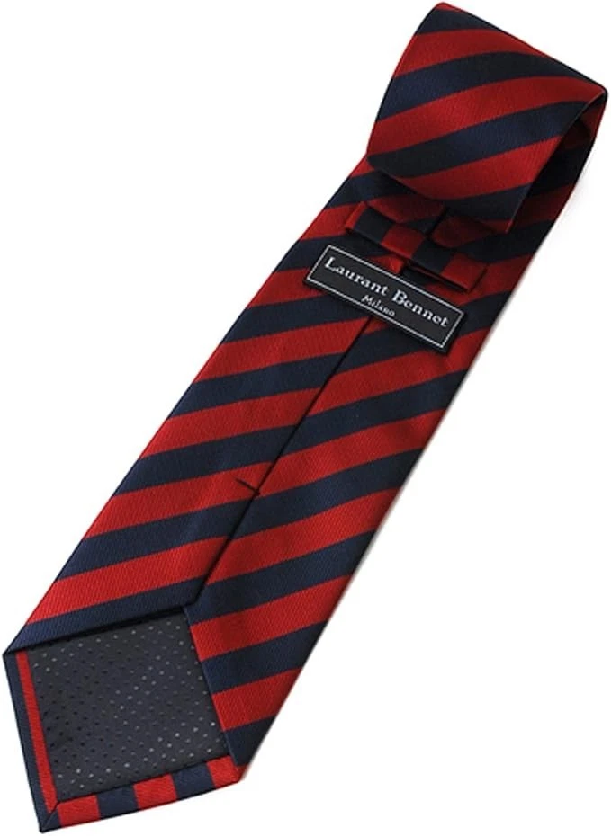 Corbata a rayas tejida borgoña y azul marino Foto 2 de 2