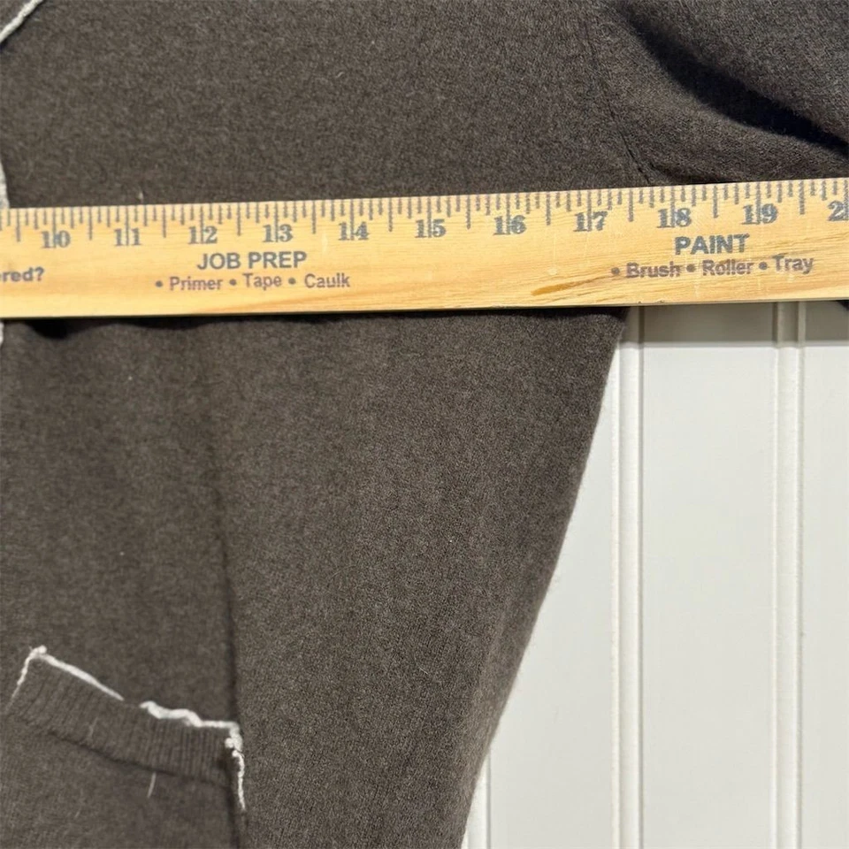 Cárdigan suéter SISLEY 80 % lana M marrón oscuro costuras en contraste parches en el codo Foto 3 de 4