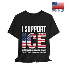 ICE Support Shirt, Patriotic Tee, American Flag Top, Immigration Customs Reprint