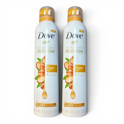 2x Dove Body Wash Mousse Rich Creamy w/Argan Oil 10.3oz Shower/Shaving