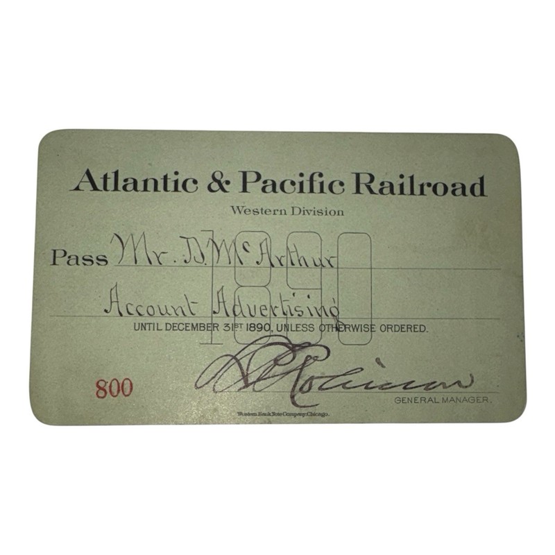1890 Atlantic & Pacific Railroad Pass