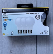 Diall LED Light Bulbs E27 7.3W 806lm 4000K Neutral White A60 Pack of 3