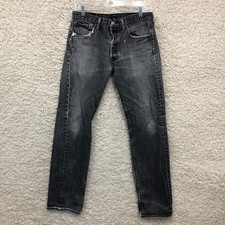Levis 501 Original Fit Jeans Size 32x3 Gray Distressed Button Fly Denim Straight