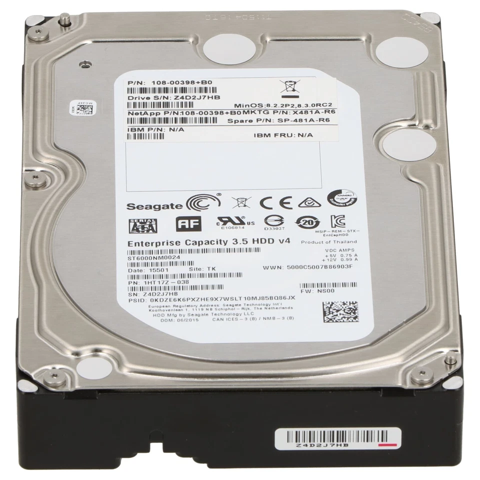 NetApp Seagate SATA Festplatte 6TB 7,2k SATA 6G 3,5" - SP-481A-R6 ST6000NM0024 - Bild 2 von 4