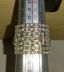 VTG 925 Sterling Silver Clear Rhinestones Cocktail Statement Ring SZ 7 Top 9mm
