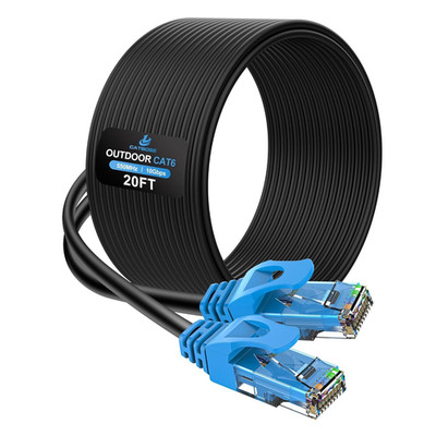 20FT Outdoor Cat6 Ethernet Cable, Heavy Duty Direct Burial, In-Ground,