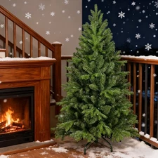 4 ft Skinny Christmas Tree Small Spaces Artificial Xmas Tree& 527 PE PVC Tips