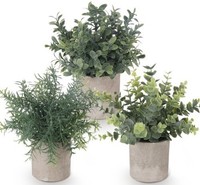 KüNstliche Eukalyptus Pflanzen Im Topf, 3Er Set, Deko Wohnzimmer Kunstpflanzen