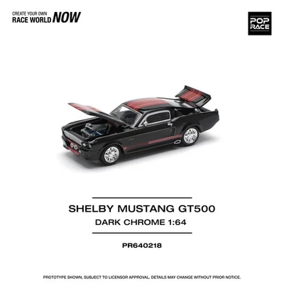 POP RACE POPRACE 1/64 SHELBY MUSTANG GT500 DARK CHROME Diecast Model Car
