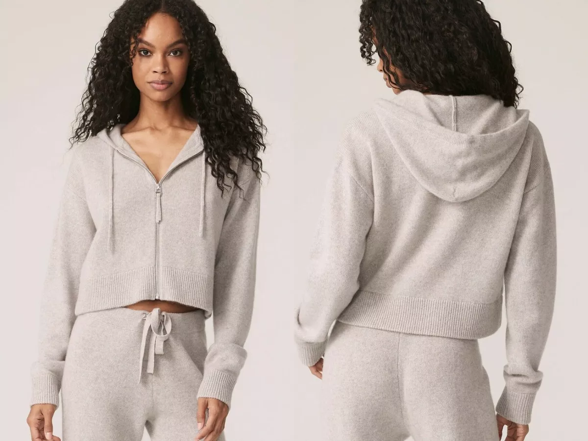 Women's cashmere zip up cheap hoodie