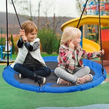 48" Round Saucer Tree Swing 600D Oxford Waterproof 700LB with Hanging Ropes Blue