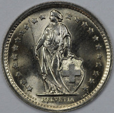 1968 B Switzerland 1/2 Franc, Uncirculated (#10)