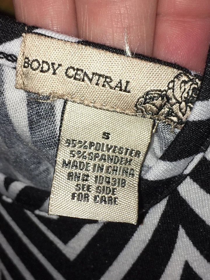 BODY CENTRAL Mujer’s S MAXI Vestido Largo Blanco y Negro Cebra Rayas Espalda Corredora Foto 4 de 4