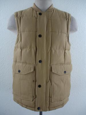 Men's S Pull&Bear Quilted Vest Jacket Khaki Insulated Full-Zip Hunting Shooting