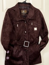 Ea Emporium Italy Size Xxl Women's Button Up Brown Suede Leather Jacket Pockets
