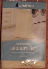 Whitmor Natural Cotton Laundry Bag  24" x 36"  White  #6462-11   NEW