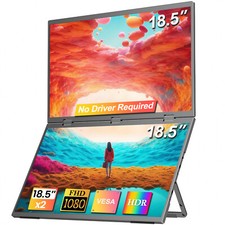 UPERFECT 18.5" 1080P Portable Monitor Dual Screen For PC Windows w/Stand VESA