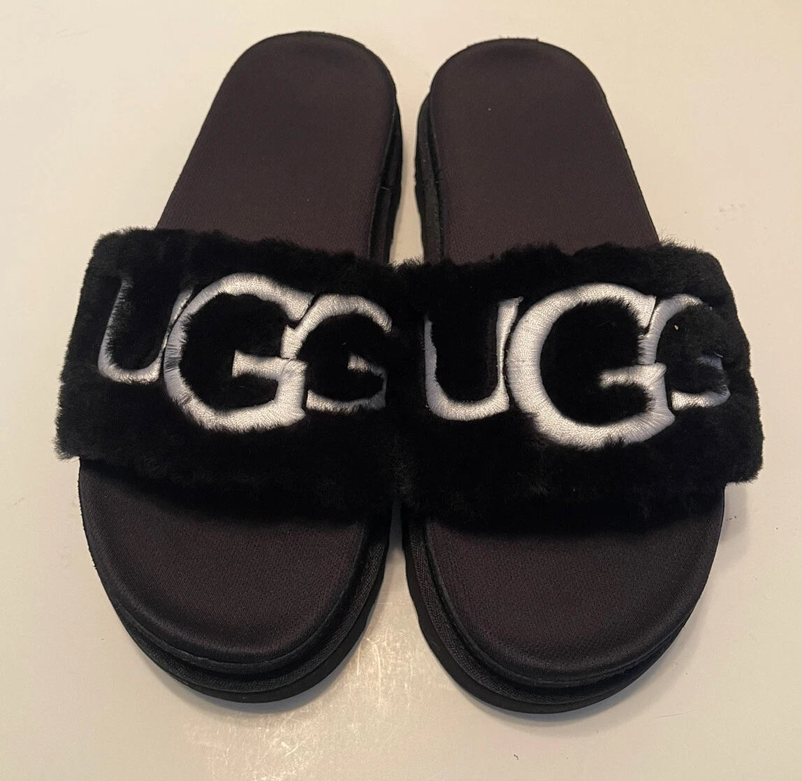 UGG SANDALI DONNA LATON ORIGINALI SHEARLING SLIDE NERI TAGLIA 9US $100