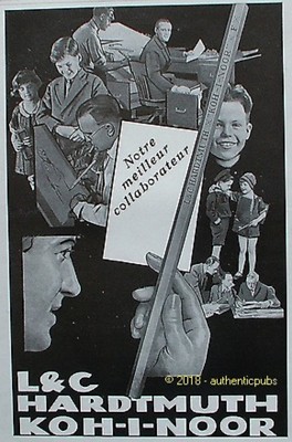 ADVERTISEMENT HARDTMUTH KOH I NOOR PAPER PENCIL SCHOOLBOY ELEVE 1928 FRENCH AD