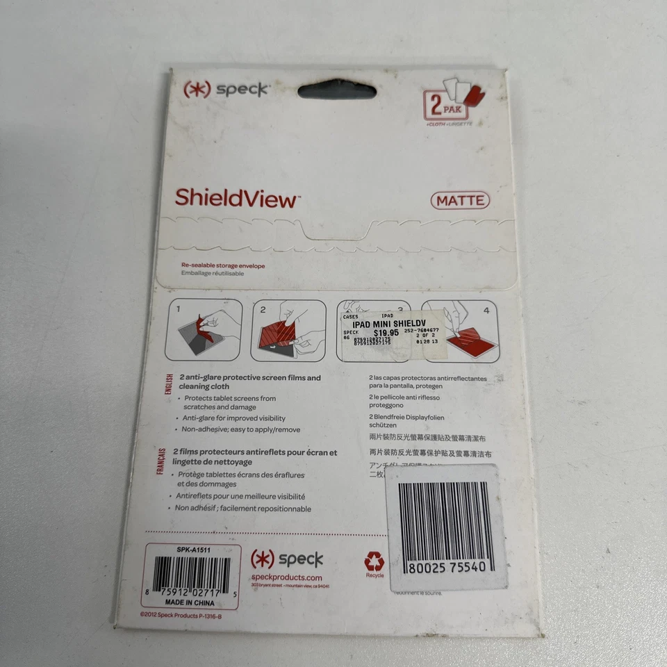 Speck Shieldview Matte 2-PACK for iPad Mini NEW/SEALED Package  - Image 2 of 4