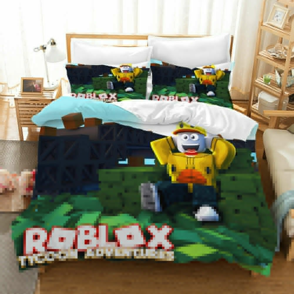 Ro-4 3d Jogo impresso Roblox Roupa de cama Conjunto de edredom Capa Colcha  Tampa Fronha Single Double Kids Gift