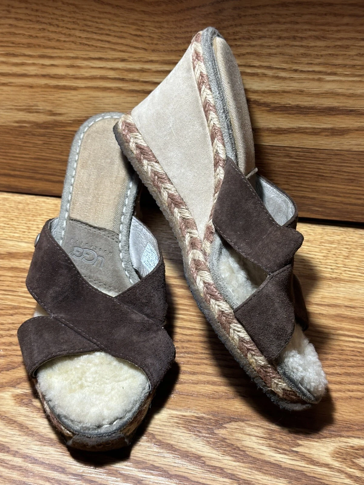 Ugg Margot sandali donna zeppa slip on scarpa pelle scamosciata taglia 7