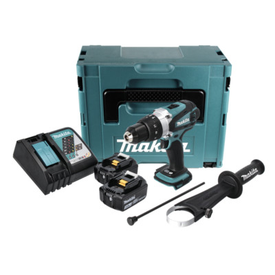 Makita DHP 458 RFJ Akku Schlagbohrschrauber + 2x Akku 3,0 Ah + Lader + Makpac