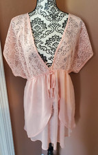 Women's Miken Swim Covering Top Size Large Peach Sheer Bathing Suit Cover Up